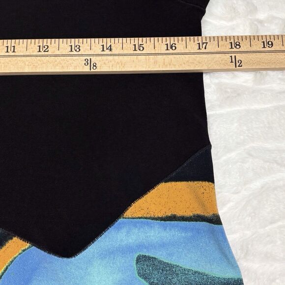 Eva Varro Abstract Tunic Top Small Black Green Multi Colorblock 3/4 Sleeve - Picture 4 of 6